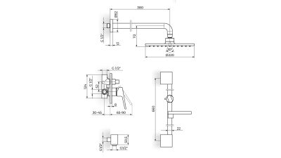 STOLZ | Ѕидна батерија со рачен туш и ѕидна шипка