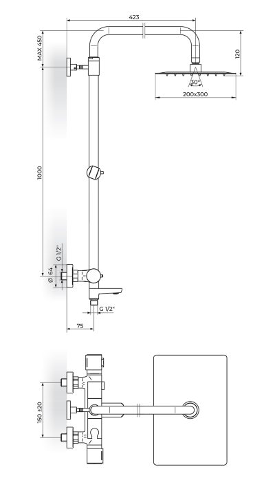 2t37351b-t S2 THERMO | Батерија за туш со дополнителна туш рачка