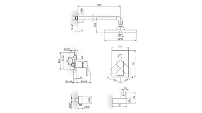 jq31601-t QUADRO | Вградена туш батерија за када
