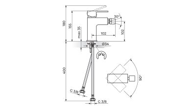 jq39101-t QUADRO | Батерија за биде